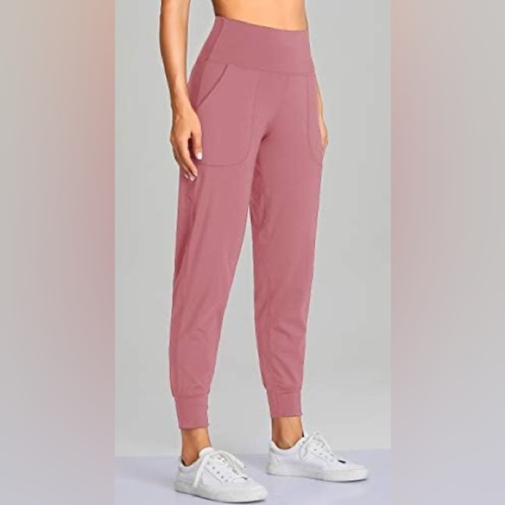Oalka Women’s High-Waisted Jogger Pants - Mauve Pink, Size XL‎